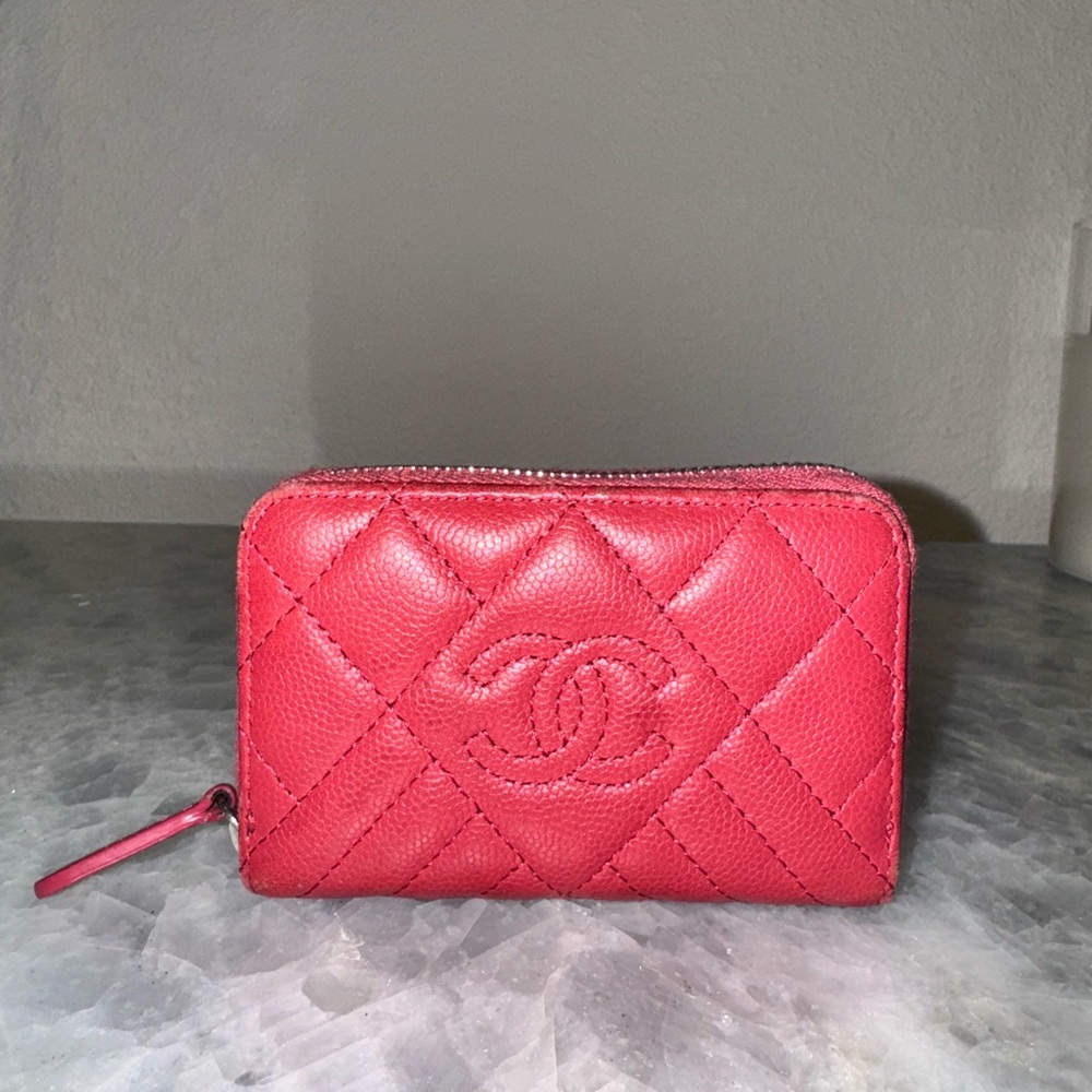 Chanel Pink Small Quilted Leather Wallet
